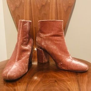 Zara Velvet Block Heel Ankle Boot